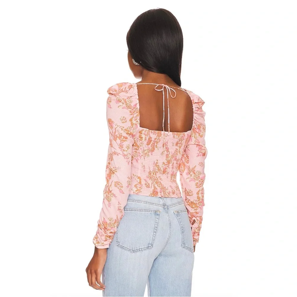 NWT! Free People Hilary Printed Top - Pink Combo - Size Large